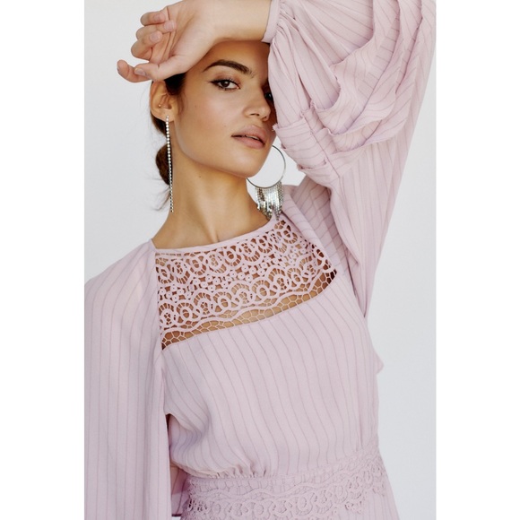 Free People Sweet Ruffle Pinstripe Lace Mini Dress - Picture 8 of 8